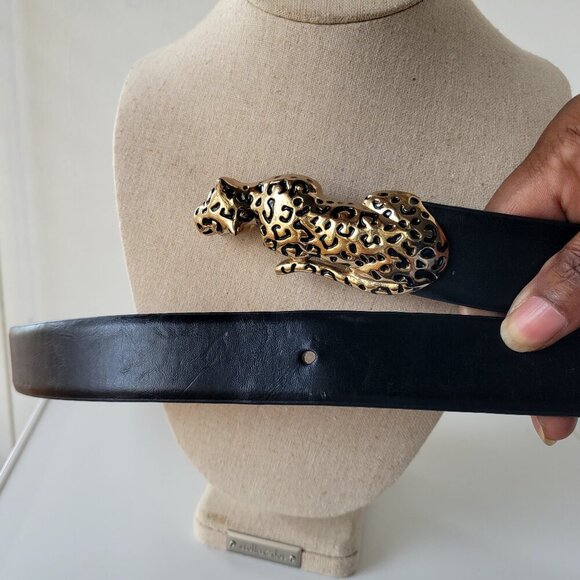 Chico's Accessories - CHICO'S Black & Gold Leopard Stone Women's Belt (Size: S/M)